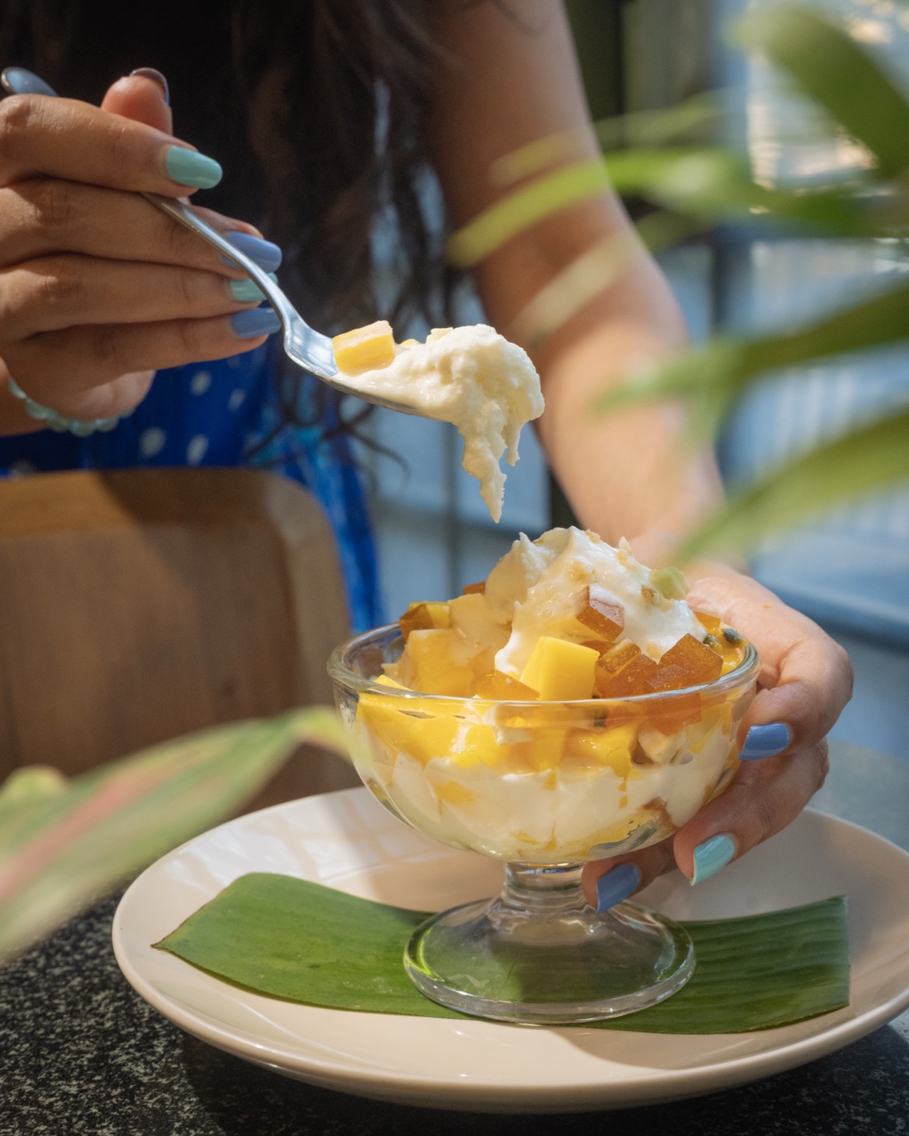 Mango dessert being served